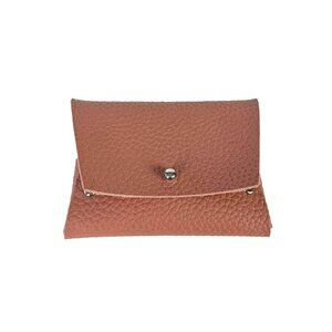 Real Pebbled Leather Business Card Case - Blush Pink